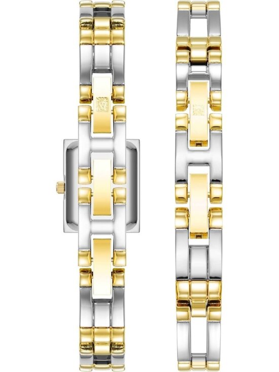 Anne Klein Women\'s Silver Gold Japanese Quartz Fashion Bracelet Square Watch main image 4